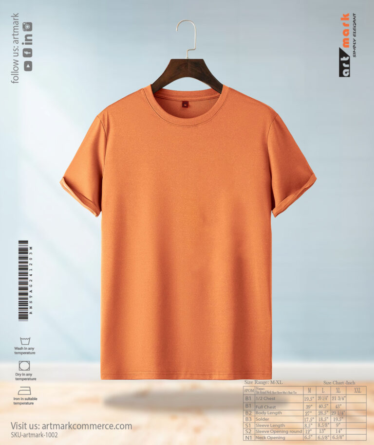 Men’s Regular Round Neck Solid T-shirt T-orange