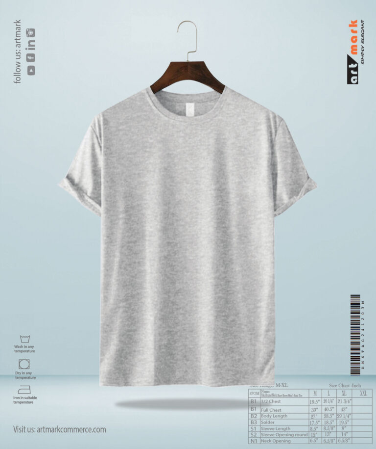 Men’s Regular Round Neck Solid T-shirt Grey